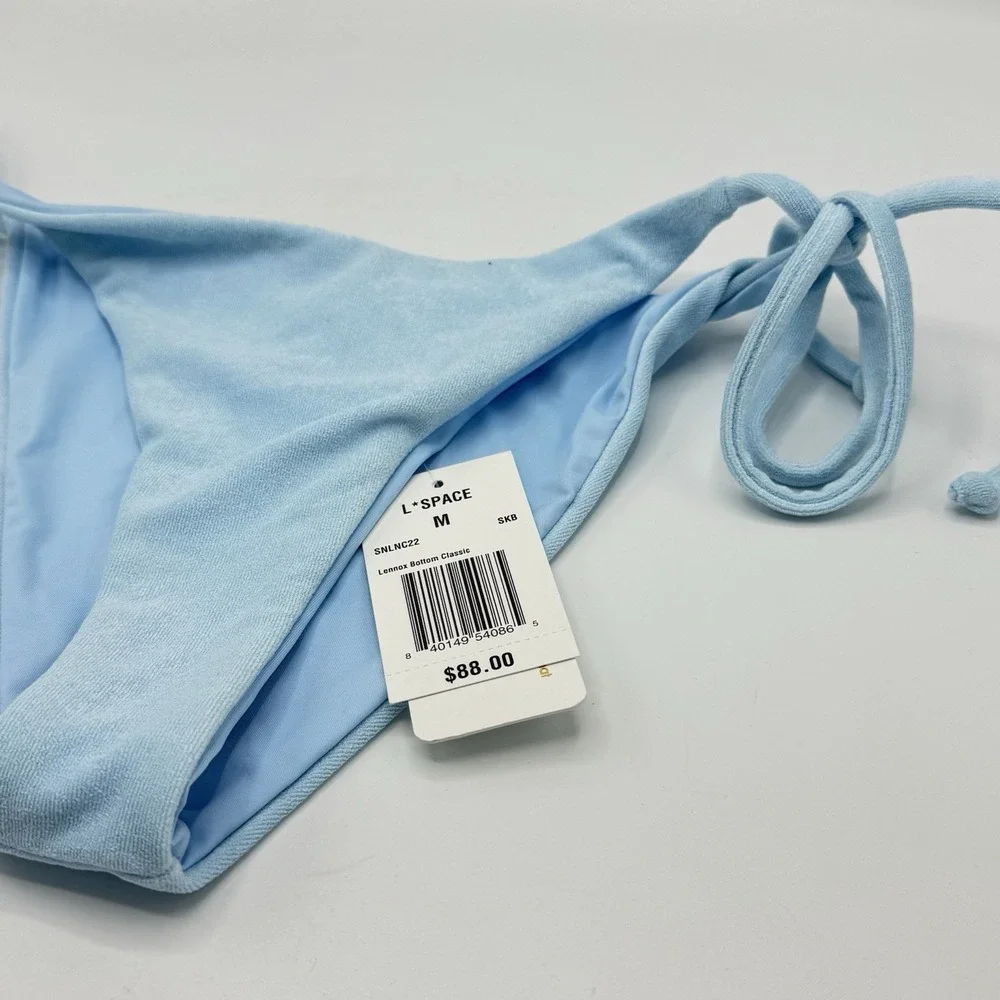 L*Space Lennox Classic Bikini Bottom Medium NWT Sky Blue Terry Swim Brief
